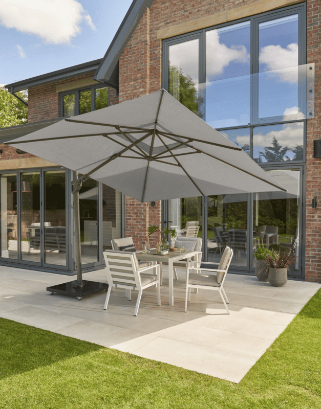 Norfolk Leisure 3m Square Royce Ambassador Cantilever Parasol with Wheeled Base & Cover