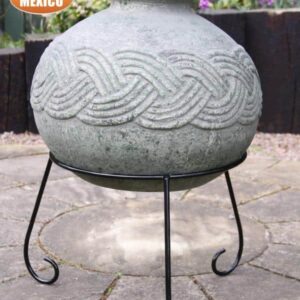 Elfyn wide bellied Mexican chimenea Celtic theme including stand