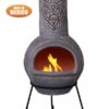 Wulfryc stylised wolf Mexican chimenea Grey colour Celtic theme including stand and lid