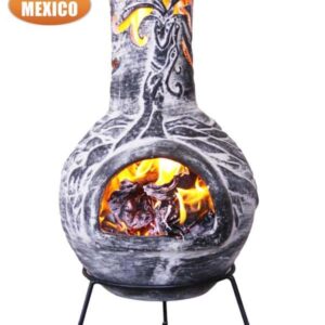 Wyre EL Dragon chimenea with cut-outs to see flames charcoal colour inc stand and lid