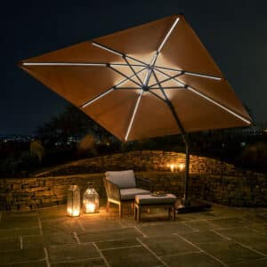 Pacific Lifestyle Glow Challenger T2 3m Square Taupe Parasol