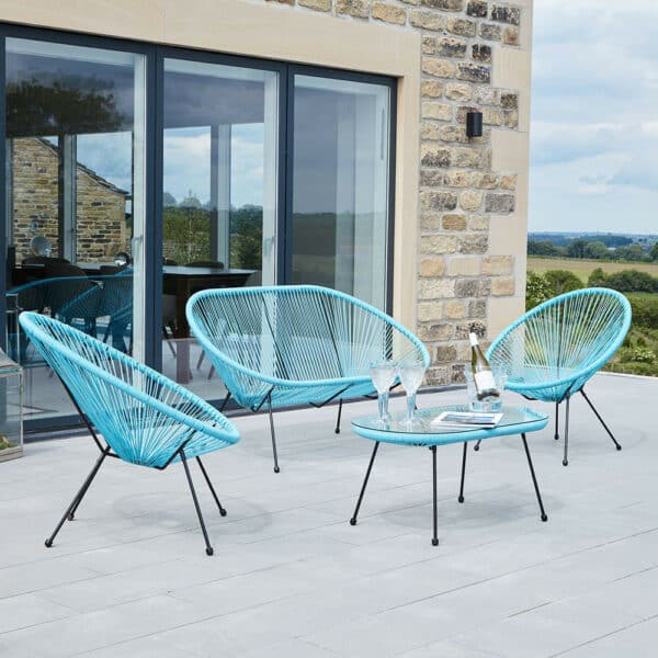 Pacific Lifestyle Blue PU Rio 4 Piece Seating Set