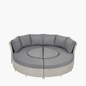 Pacific Lifestyle Stone Grey Bermuda Daybed Dining Set with Ceramic Top