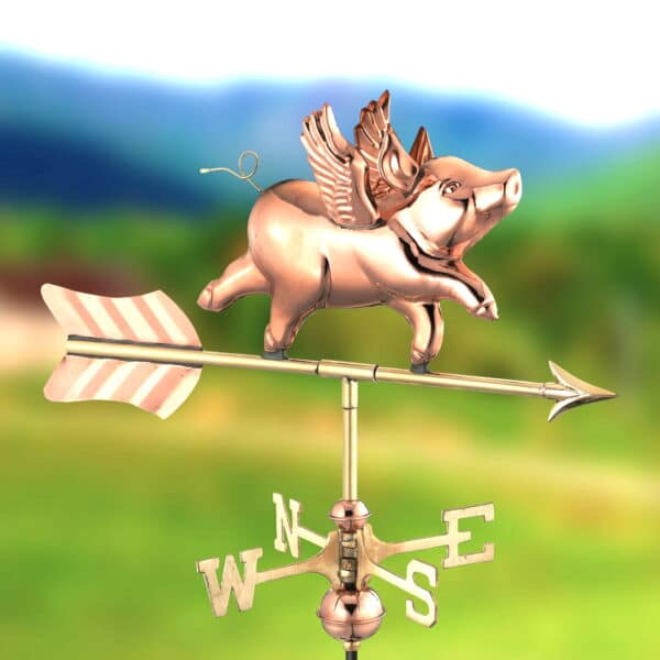 Espira Flying Pig Cottage Copper Weathervane