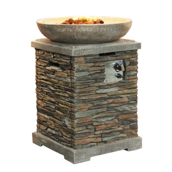 Callow Premium Slate Effect Gas Fire Pit and Fire Bowl