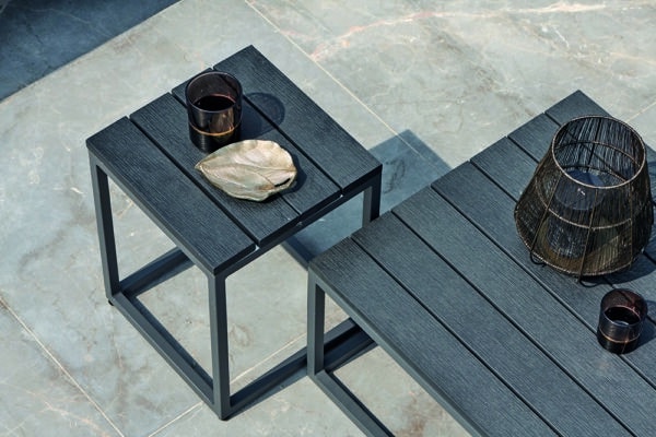 LIFE Mallorca Corner with Side Tables - Lava/Black Polywood