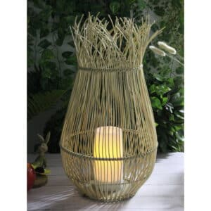 Callow Rattan Effect Outdoor Solar Lantern with LED Candle