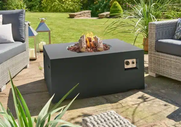 Happy Cocoon Rectangular Fire Pit in Black