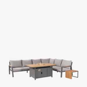 Pacific Lifestyle Stockholm Anthracite Outdoor Corner Seating Set including Fire Pit Table