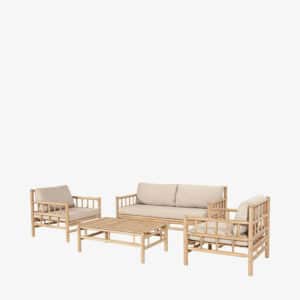 Pacific Lifestyle Costa Rica Natural Bamboo Finish Outdoor Seating Set