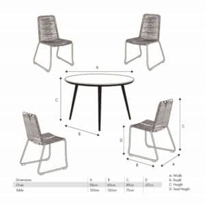 Pacific Lifestyle Pang Mink Outdoor 4 Seater Dining Set